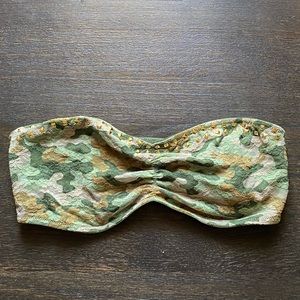 VSPink Pink Strapless Lace Bandeau Army Green Gold